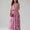 Nori | Top Maxi Floreale con Rouches e Scollo All'Americana