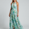 Portia | Abito Midi Floreale Pieghevole con Collo Halter