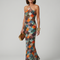Larkin | Abito Maxi Attillato con Motivo a Scaglie Multicolore