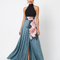 Olympas | Abito Maxi in Tulle con Corpino a Halter e Fantasia Floreale