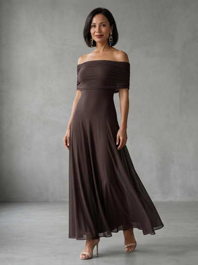 Giugno | Abito Midi Drappeggiato con Spalle Scoperte