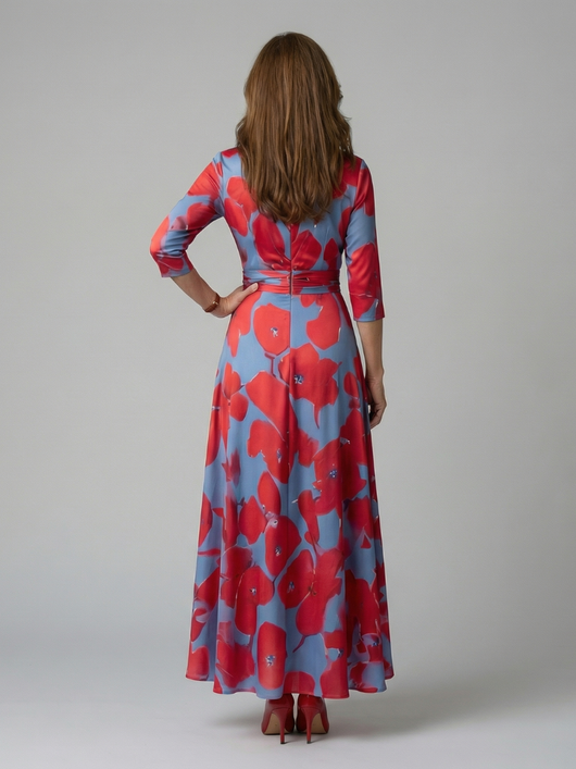 Celine | Abito Midi con Collo Avvolgente