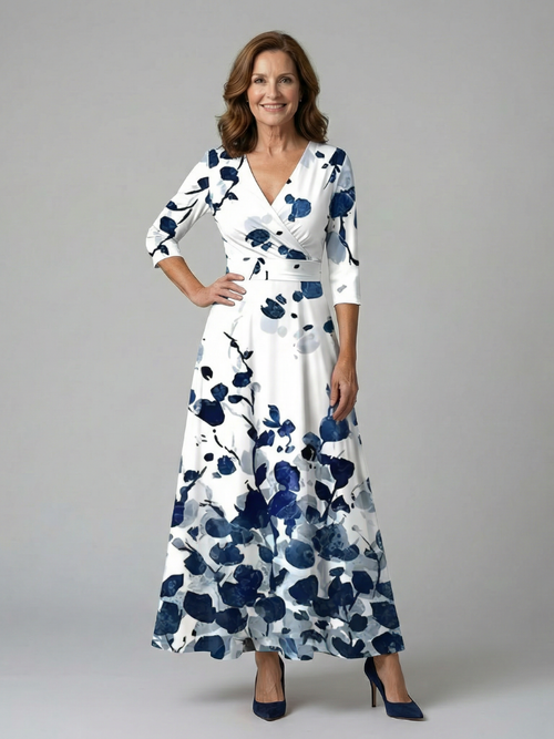 Celine | Abito Midi con Collo Avvolgente