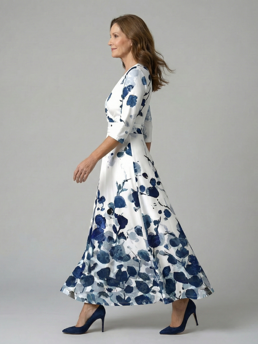 Celine | Abito Midi con Collo Avvolgente