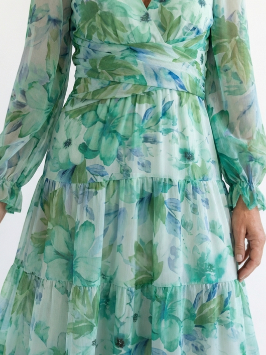 Althea | Abito Maxi a Maniche Lunghe con Fantasia Floreale