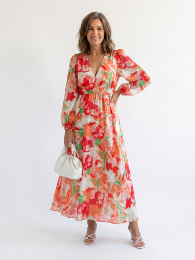 Althea | Abito Maxi a Maniche Lunghe con Fantasia Floreale