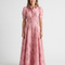 Xanthea | Abito maxi a maniche corte, aderente, con texture floreale