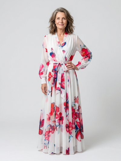Lillian | Vestito Maxi Floreale con Maniche Lunghe