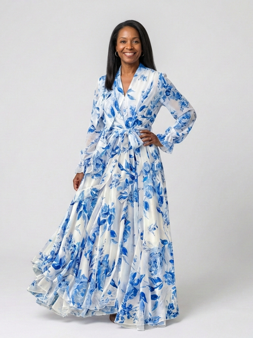 Lillian | Vestito Maxi Floreale con Maniche Lunghe