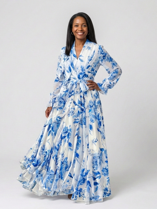 Lillian | Vestito Maxi Floreale con Maniche Lunghe