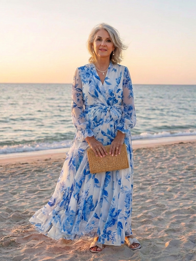 Lillian | Vestito Maxi Floreale con Maniche Lunghe