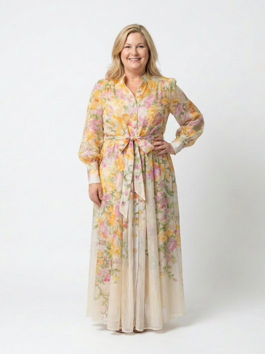 Cressida | Abito Maxi Floreale con Maniche Lunghe