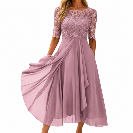 Maria™ Abito Elegante in Pizzo e Chiffon